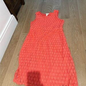 Sleeveless Coral Eyelet Dress - Maternity
